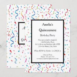 Quinceanera White confetti Kaart