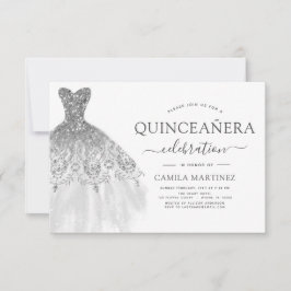 Quinceanera White en Silver Glitter Sparkle Kaart