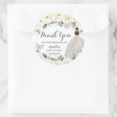 Quinceañera White Floral Princess Butterfly Silver Ronde Sticker (Tas)