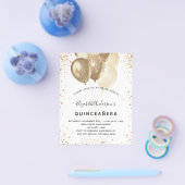 Quinceanera white glitter ballonnen budget flyer (Enkel)