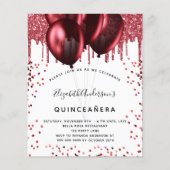 Quinceanera white glitter budget uitnodiging flyer (Voorkant)