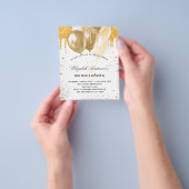Quinceanera white gold ballonnen budget uitnodigin flyer (Hand)