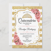 Quinceanera - White Gold Blush Pink Kaart (Voorkant)
