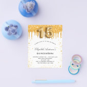 Quinceanera white gold budget uitnodiging flyer (Enkel)