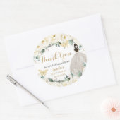Quinceañera White Gold Floral Princess Butterflies Ronde Sticker (Envelop)