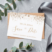 Quinceanera white gold glitter save the date aankondiging