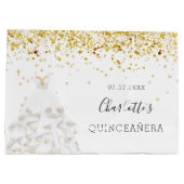 Quinceanera white gold glitter-stofjurk groot cadeauzakje (Achterkant)