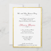 Quinceanera White Lace Red Roses op goud Kaart (Achterkant)