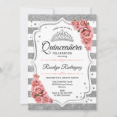 Quinceanera - White Silver Blush Pink Kaart (Voorkant)