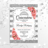 Quinceanera - White Silver Blush Pink Kaart
