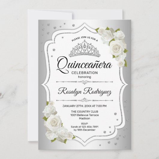 Quinceanera - White Silver Kaart (Voorkant)
