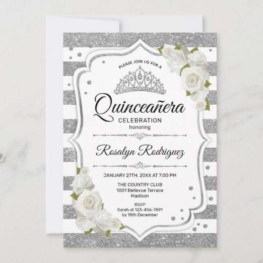 Quinceanera - White Silver Kaart (Voorkant)
