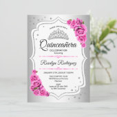 Quinceanera - White Silver Pink Kaart (Staand voorkant)