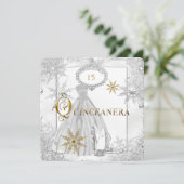 Quinceanera White Silver Snowflakes Tiara Kaart (Staand voorkant)