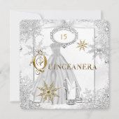Quinceanera White Silver Snowflakes Tiara Kaart (Voorkant)