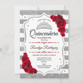 Quinceanera - White Silver Stripes Red Kaart (Voorkant)