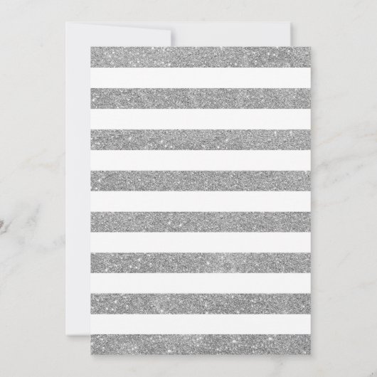 Quinceanera - White Silver Stripes Royal Blue Kaart (Achterkant)