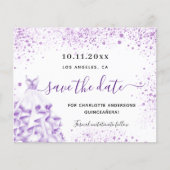 Quinceanera white violet budget, behalve datum flyer (Voorkant)