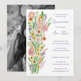 Quinceañera Wildflowers Handgeschilderd Custom Pho Kaart