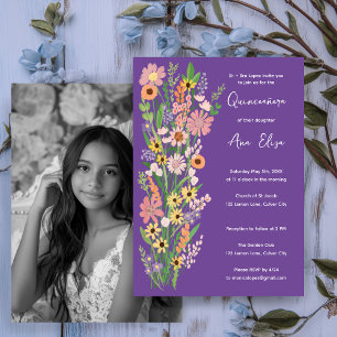 Quinceañera Wildflowers Handgeschilderd Custom Pho Kaart