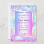 Quinceanera Winter Blauwgroen Blauw Paars Roze Kaart (Achterkant)