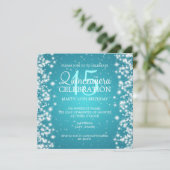 Quinceañera Winter Sparkle 2 Turquoise Kaart (Staand voorkant)