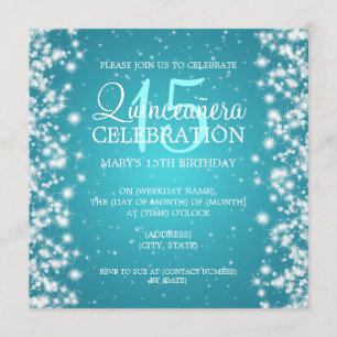 Quinceañera Winter Sparkle 2 Turquoise Kaart