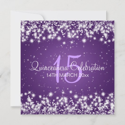 Quinceañera Winter Sparkle Paars Kaart (Voorkant)