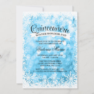 Quinceanera Winter Wonderland Blue Sparkle Kaart