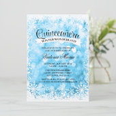 Quinceanera Winter Wonderland Blue Sparkle Kaart (Staand voorkant)