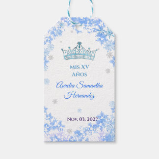 Quinceañera Winter Wonderland Herinnering Cadeaulabel