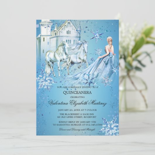 Quinceanera Winter Wonderland Princess Kaart (Staand voorkant)