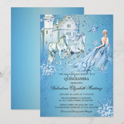 Quinceanera Winter Wonderland Princess Kaart (Voorkant / Achterkant)