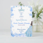 Quinceañera Winter Wonderland Save the Date Kaart (Staand voorkant)