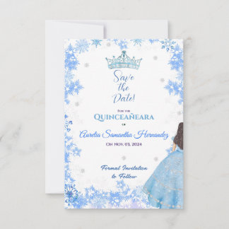 Quinceañera Winter Wonderland Save the Date Kaart