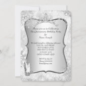 Quinceanera Winter Wonderland Silver Snowflake 2 Kaart (Achterkant)
