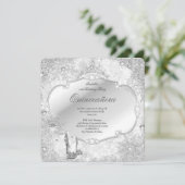 Quinceanera Winter Wonderland Silver Snowflake A Kaart (Staand voorkant)