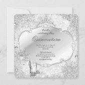Quinceanera Winter Wonderland Silver Snowflake A Kaart (Voorkant)
