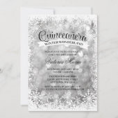 Quinceanera Winter Wonderland Silver Sparkle Kaart (Voorkant)