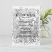 Quinceanera Winter Wonderland Silver Sparkle Kaart (Staand voorkant)