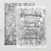 Quinceanera Winter Wonderland Silver Sparkle Kaart (Voorkant / Achterkant)