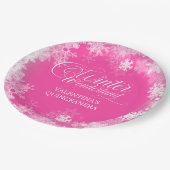 Quinceanera Winter Wonderland Sneeuwvlok Roze Papieren Bordje (Gekanteld)