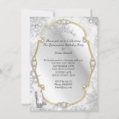 Quinceanera Winter Wonderland Snowflake Gold White Kaart (Achterkant)