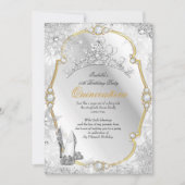 Quinceanera Winter Wonderland Snowflake Gold White Kaart (Voorkant)
