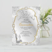 Quinceanera Winter Wonderland Snowflake Gold White Kaart (Staand voorkant)