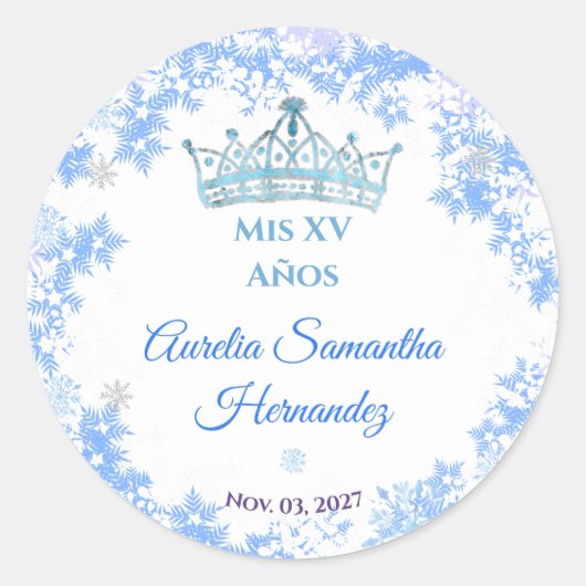 Quinceañera Winter Wonderland Sticker (Voorkant)