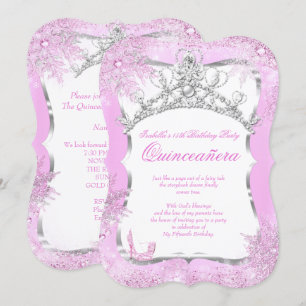 Quinceanera Winter Wonderland Zilver Roze Hakken 2 Kaart
