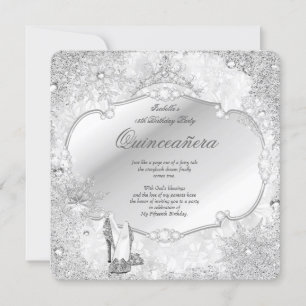 Quinceanera Winter Wonderland Zilveren Sneeuwvlok Kaart