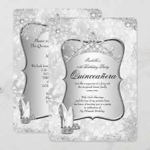 Quinceanera Winter Wonderland Zilveren Sneeuwvlok Kaart