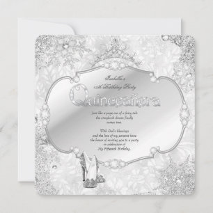 Quinceanera Winter Wonderland Zilveren Sneeuwvlok  Kaart